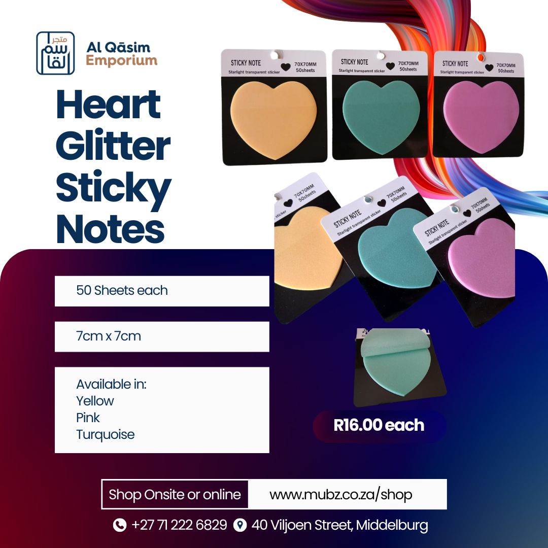 Heart Glitter Sticky Notes