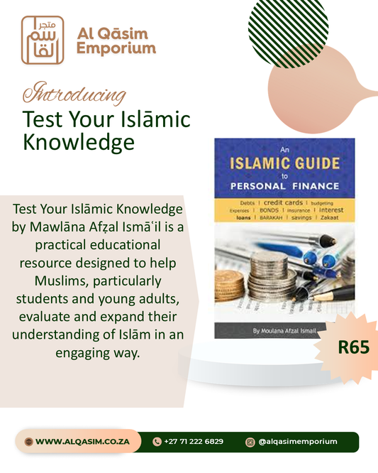 Advertisement for 'An Islamic Guide to Personal Finance' by Mawlana Afzal Ismail, featuring text and a book cover.
